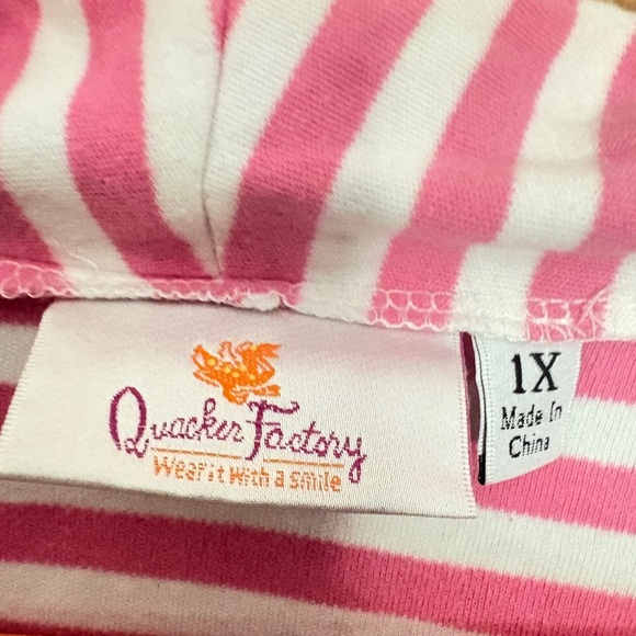 Quacker Factory Pink and White Striped Top with Sequins - Picture 2 of 5